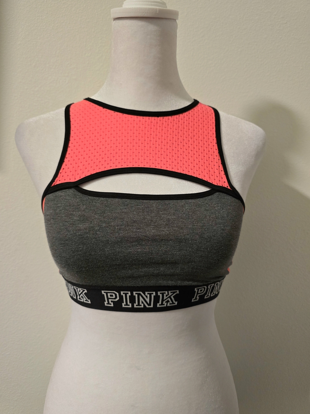 Victoria's Secret Haute Court Gray Orange Sports Bra Size Small